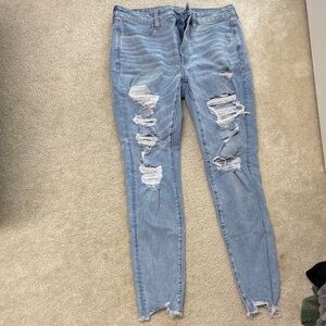Distressed Light Blue American Eagle Jeggings Jeans